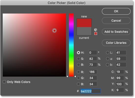 Tạo Hiệu Ứng Bóng Dài Cho Văn Bản Với Photoshop 42 color picker red 42