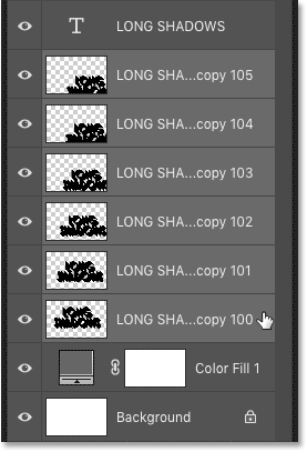 Tạo Hiệu Ứng Bóng Dài Cho Văn Bản Với Photoshop 35 select all shadow layers 35