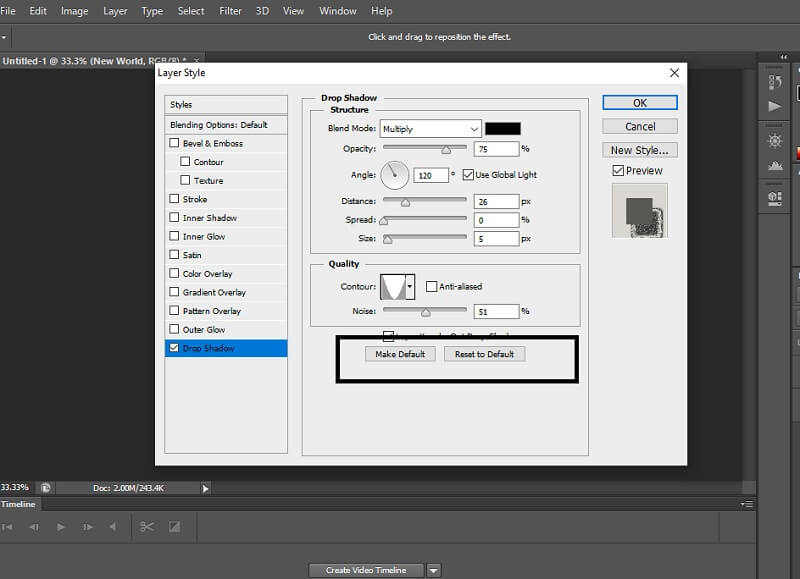 Drop Shadow trong Photoshop là gì? Hướng dẫn cách sử dụng 12 Make default layer style