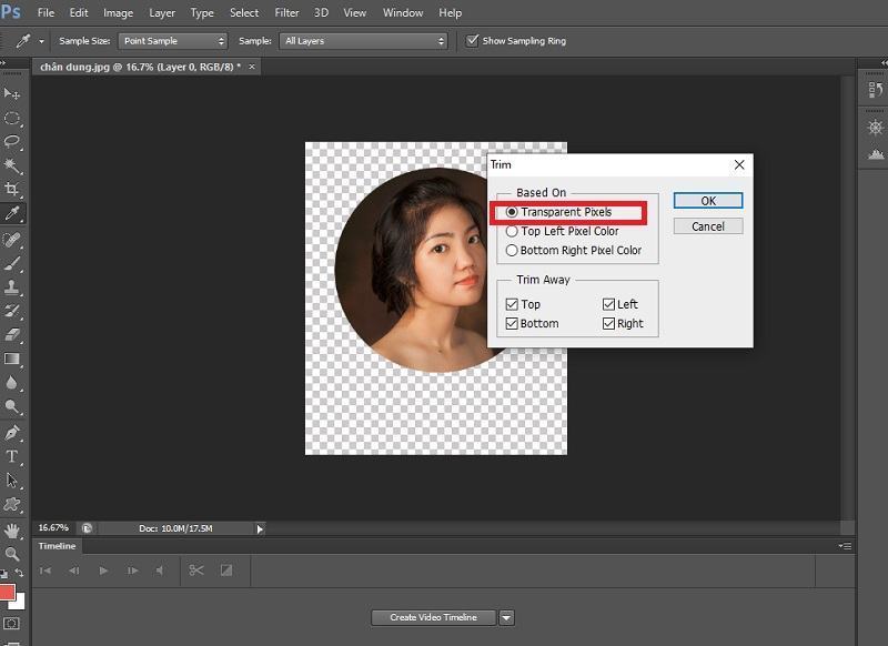 Hướng dẫn cắt ảnh trong photoshop từ cơ bản đến năng cao 18 bang hop thoai Trim