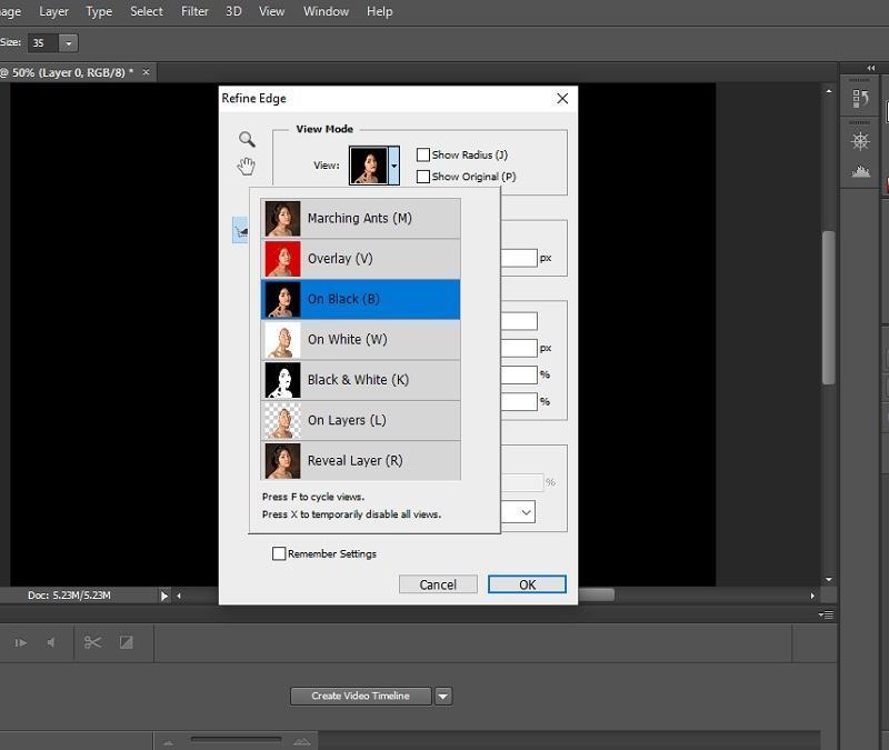 Hướng dẫn cắt ảnh trong photoshop từ cơ bản đến năng cao 21 chinh on black Refine Edge