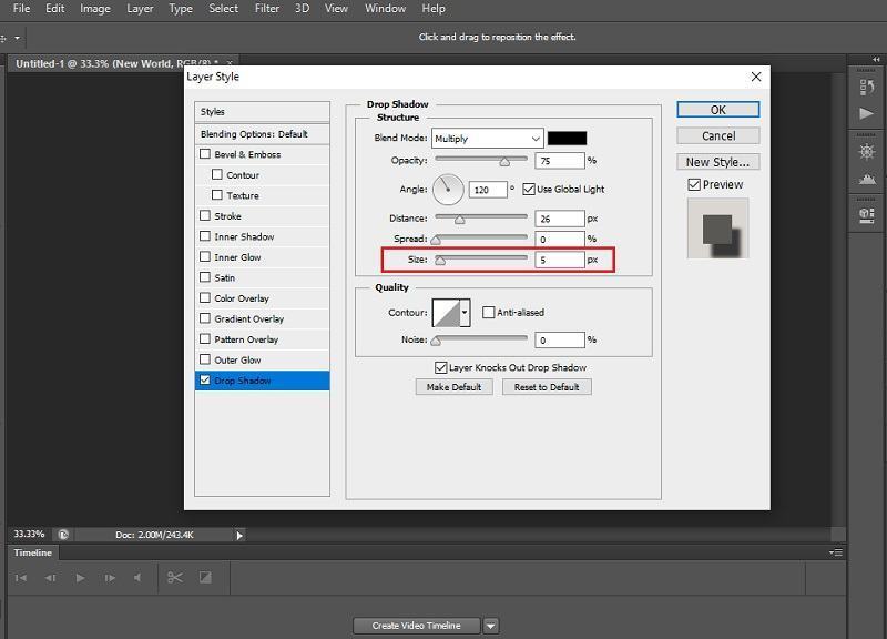 Drop Shadow trong Photoshop là gì? Hướng dẫn cách sử dụng 9 thuoc tinh size