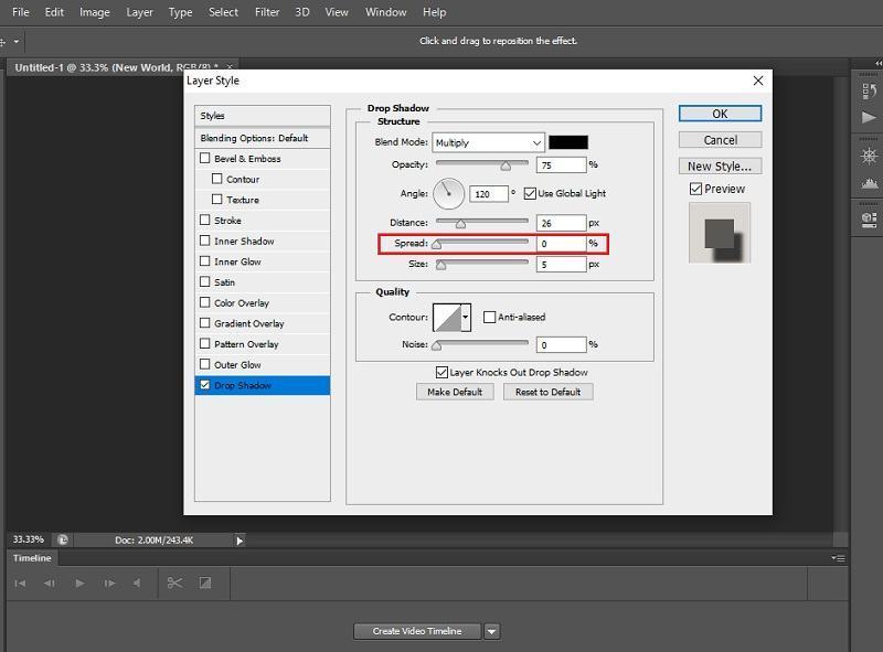 Drop Shadow trong Photoshop là gì? Hướng dẫn cách sử dụng 8 thuoc tinh spread