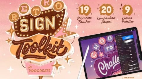 Retro Sign Toolkit for Procreate-GenZ Academy