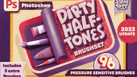 Dirty Halftones BrushSet Photoshop-GenZ Academy