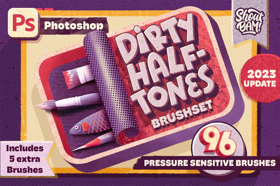 Dirty Halftones BrushSet Photoshop-GenZ Academy