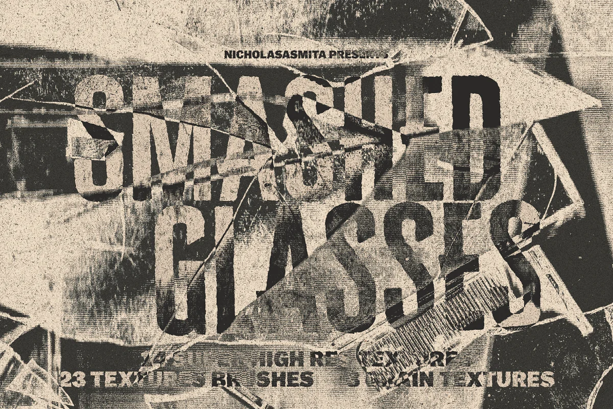 Smashed Glasses Textures + Brushes - GenZ Academy-GenZ Academy