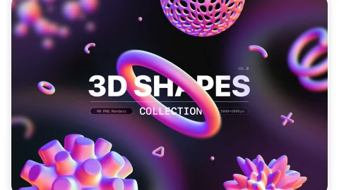 3D SHAPES COLLECTION – 90 ABSTRACT RENDERS-GenZ Academy
