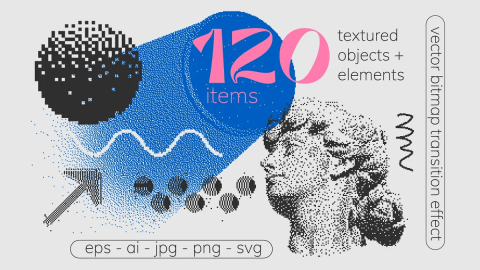 120 Vector Dither Textured Clip Arts-GenZ Academy