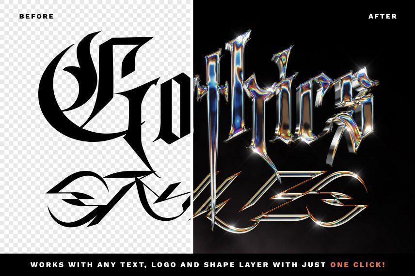 3D Iridescent Chrome Text Effect 1 20231012200404161-3d-iridescent-chrome-text-effect-psd-template-before-after-856x570