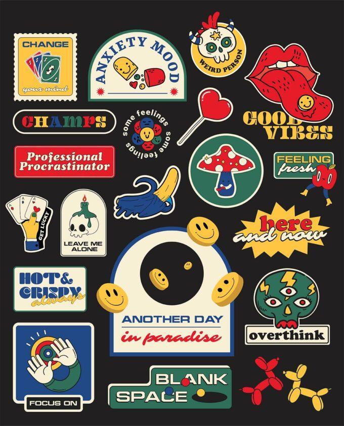 Colorful and Retro Sticker Pack – 20 Pieces 2 20231014103846213-sticker_dirtybarn0-680x844