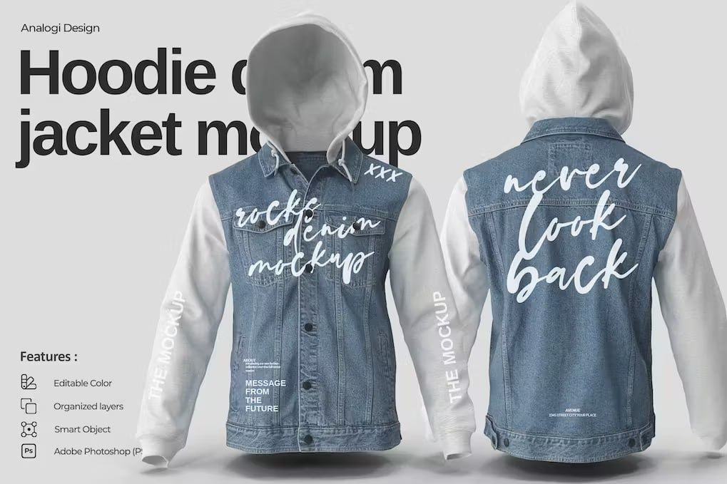 Denim Hooded Jacket Mockup - GenZ Academy-GenZ Academy