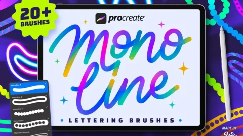 Procreate Monoline Lettering Brushes-GenZ Academy