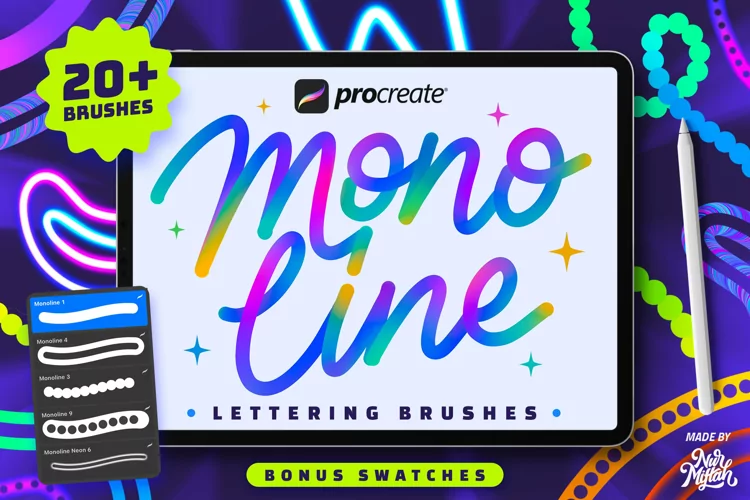 Procreate Monoline Lettering Brushes - GenZ Academy-GenZ Academy