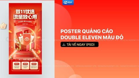 Poster quảng cáo Double Eleven màu đỏ-GenZ Academy