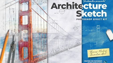 Animated Architecture Sketch and Blueprint Photoshop Action-GenZ Academy