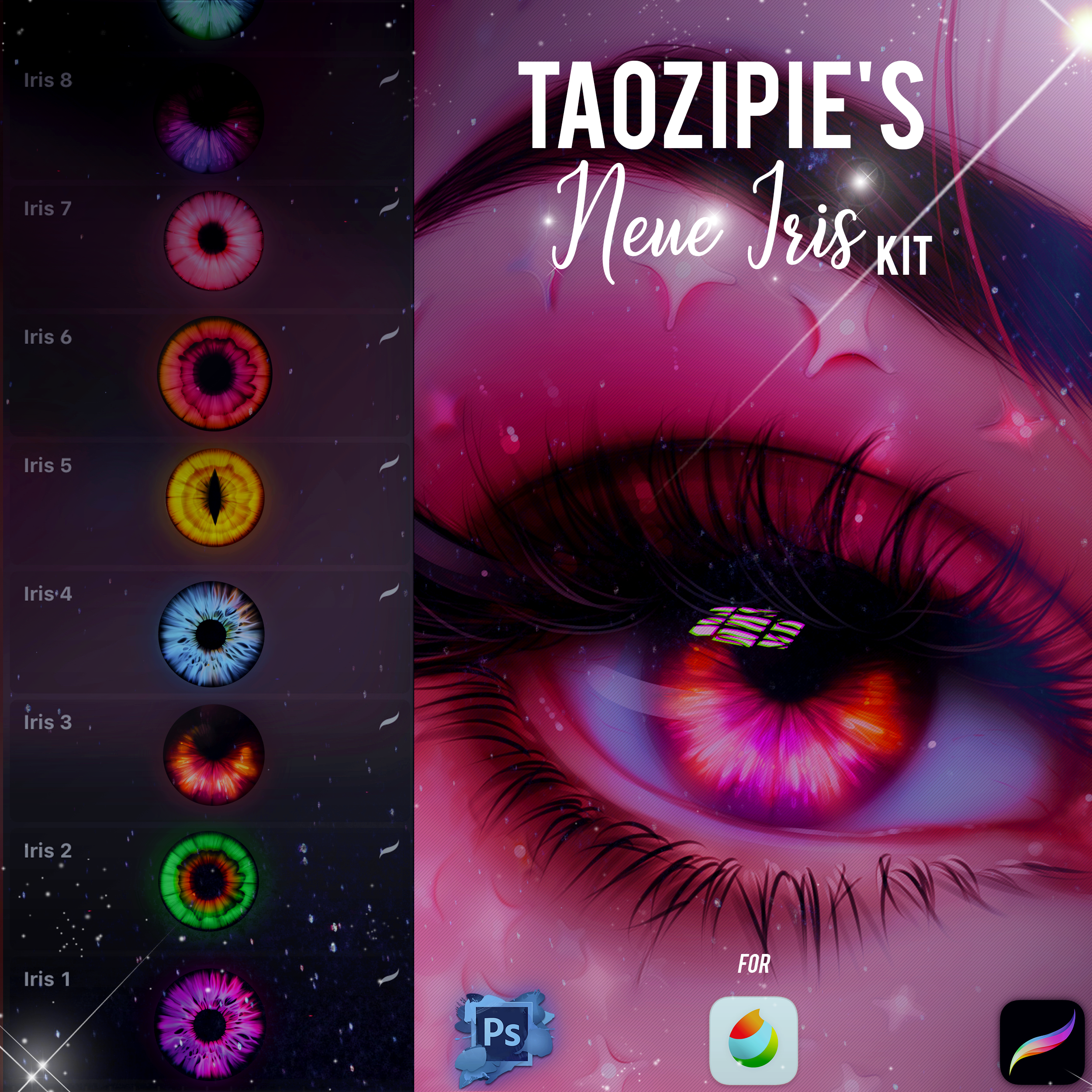 Neue Iris Kit by Taozipie for Procreate/Photoshop/Medibang-GenZ Academy