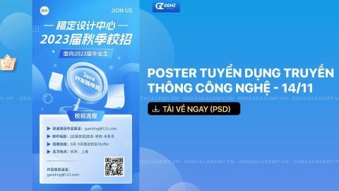 Poster tuyển dụng truyền thông công nghệ - 14/11-GenZ Academy
