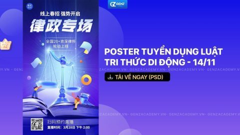 Poster tuyển dụng luật tri thức di động - 14/11-GenZ Academy