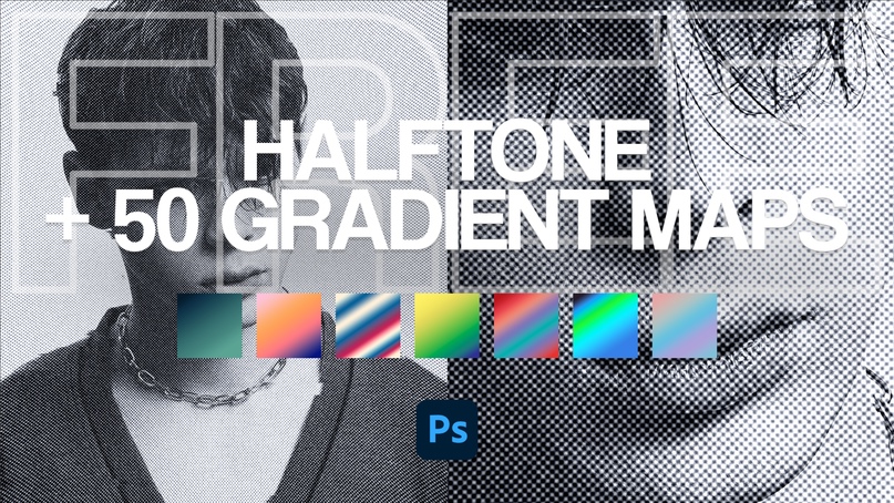 +50 Gradient Map Halftone - PSD - GenZ Academy-GenZ Academy