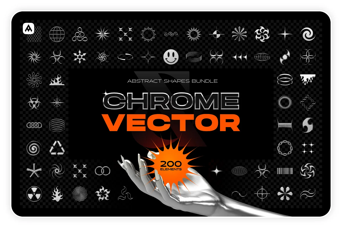 Chrome & vector abstract shapes pack-GenZ Academy