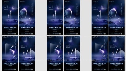 Phong cách chụp ảnh công nghệ điện thoại di động bộ poster-GenZ Academy