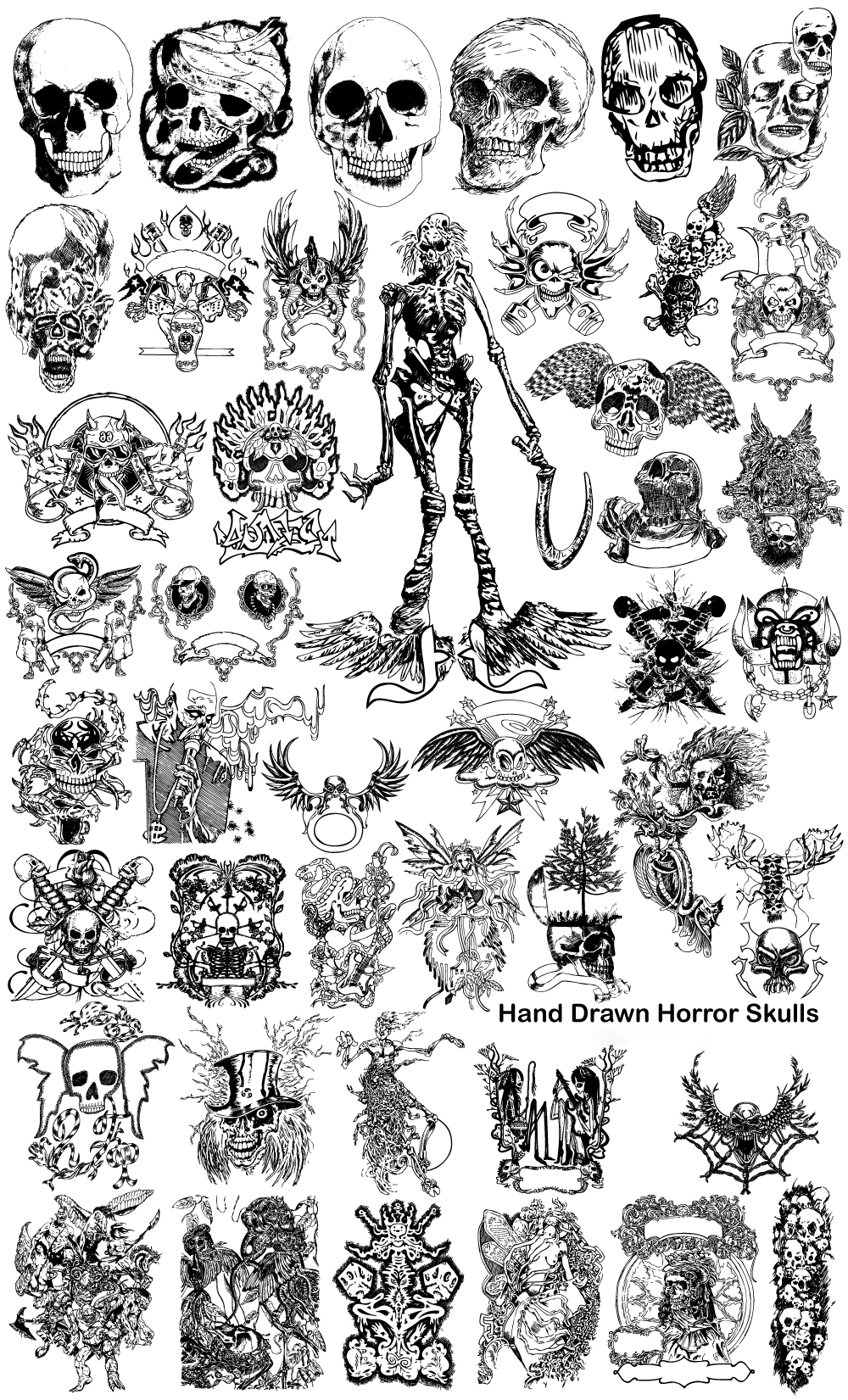50+ HOT - Hand Drawn Horror Skulls - GenZ Academy-GenZ Academy