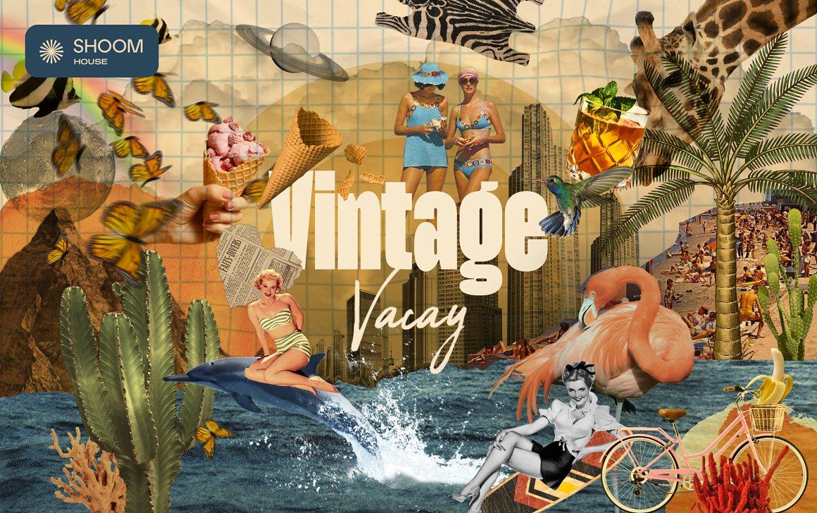 Vintage Vacay Collage: 90+ Elements - GenZ Academy-GenZ Academy