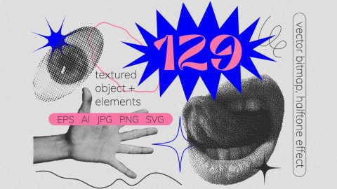 129 Vector Halftone Bitmap Shapes-GenZ Academy