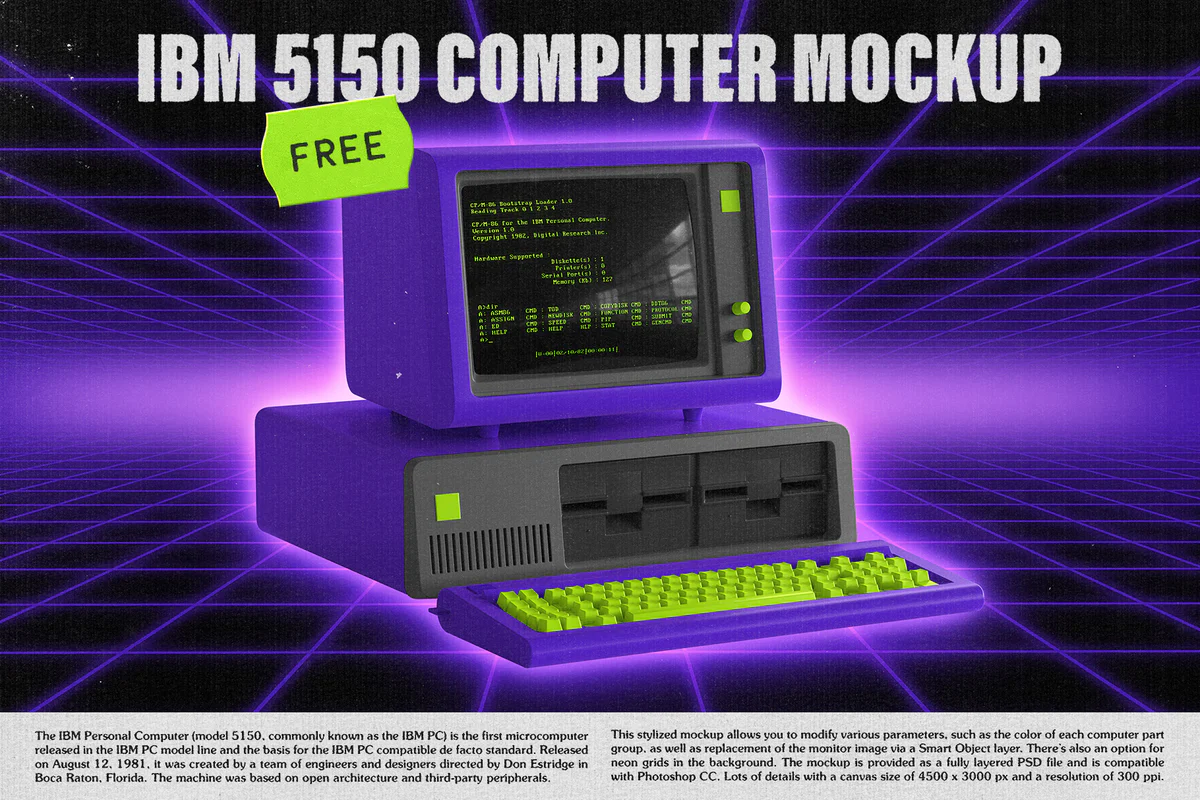 FREE IBM 5150 Stylized Mockup - GenZ Academy-GenZ Academy