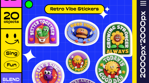 Retro Vibe Stickers 3D Icon Set-GenZ Academy