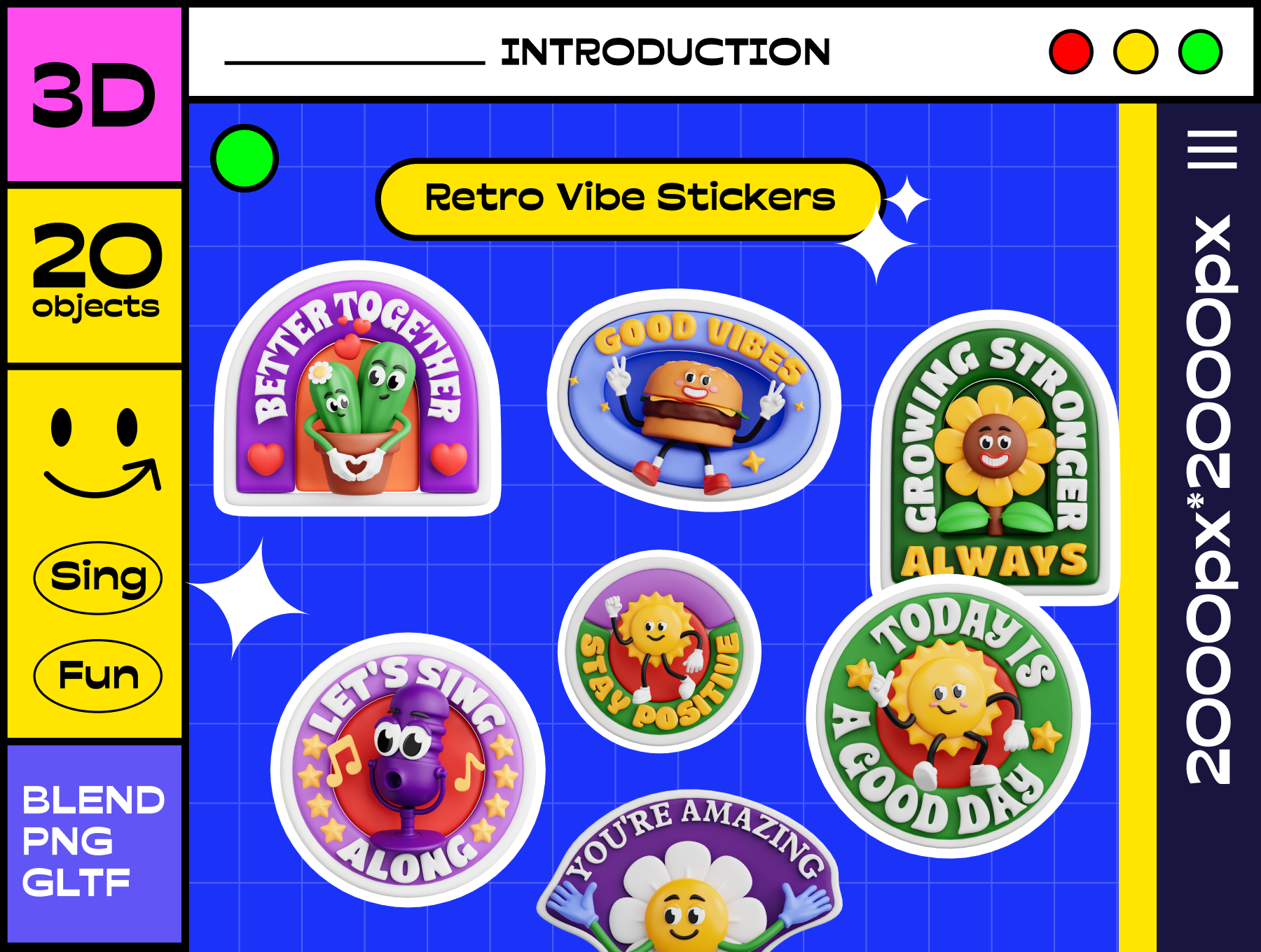 Retro Vibe Stickers 3D Icon Set-GenZ Academy