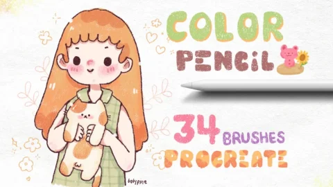 34 Cọ Chì Màu Procreate | Phác thảo Bút Chì | Bảng Màu-GenZ Academy
