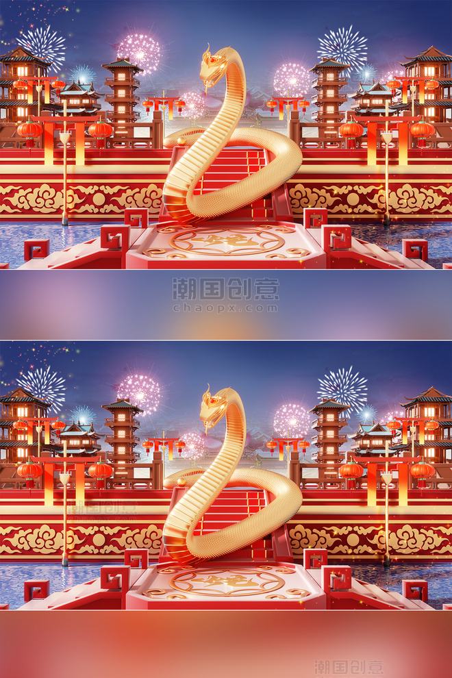 Thiết Kế 3D Đỏ Rực Cho Tết 2025: Khung Cảnh Triển Lãm Rắn Vàng Lộng Lẫy - GenZ Academy-GenZ Academy