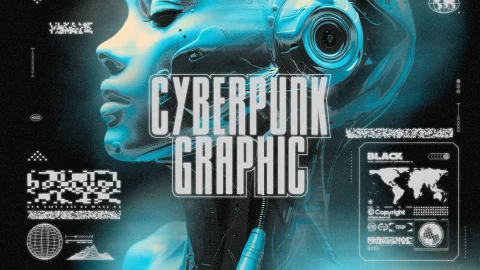 CYBERPUNK VECTOR GRAPHIC 86 ELEMENTS-GenZ Academy