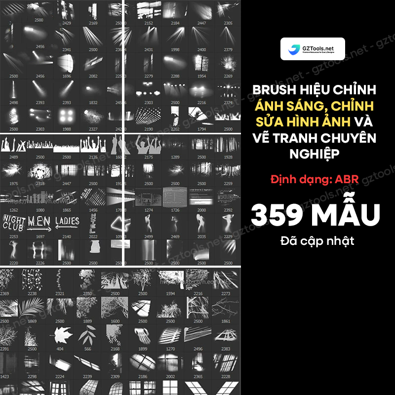 359 mẫu ABR Brush Hiệu Chỉnh Ánh Sáng Hình Ảnh Photoshop-GenZ Academy