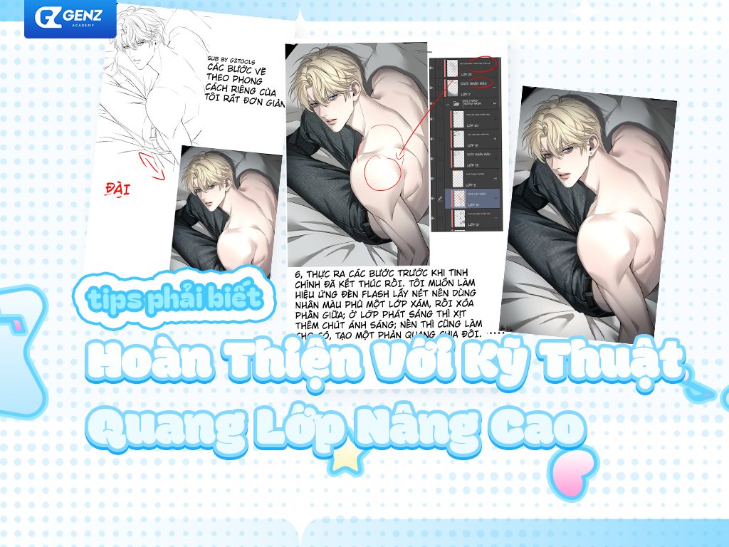 Cách Vẽ Anime Digital Painting: Từ Phác Thảo Đến Hoàn Thiện Với Kỹ Thuật Quang Lớp Nâng Cao-GenZ Academy