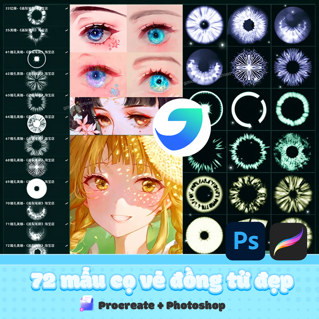 72 mẫu cọ vẽ đồng tử đẹp cho Procreate & Photoshop - GenZ Academy-GenZ Academy