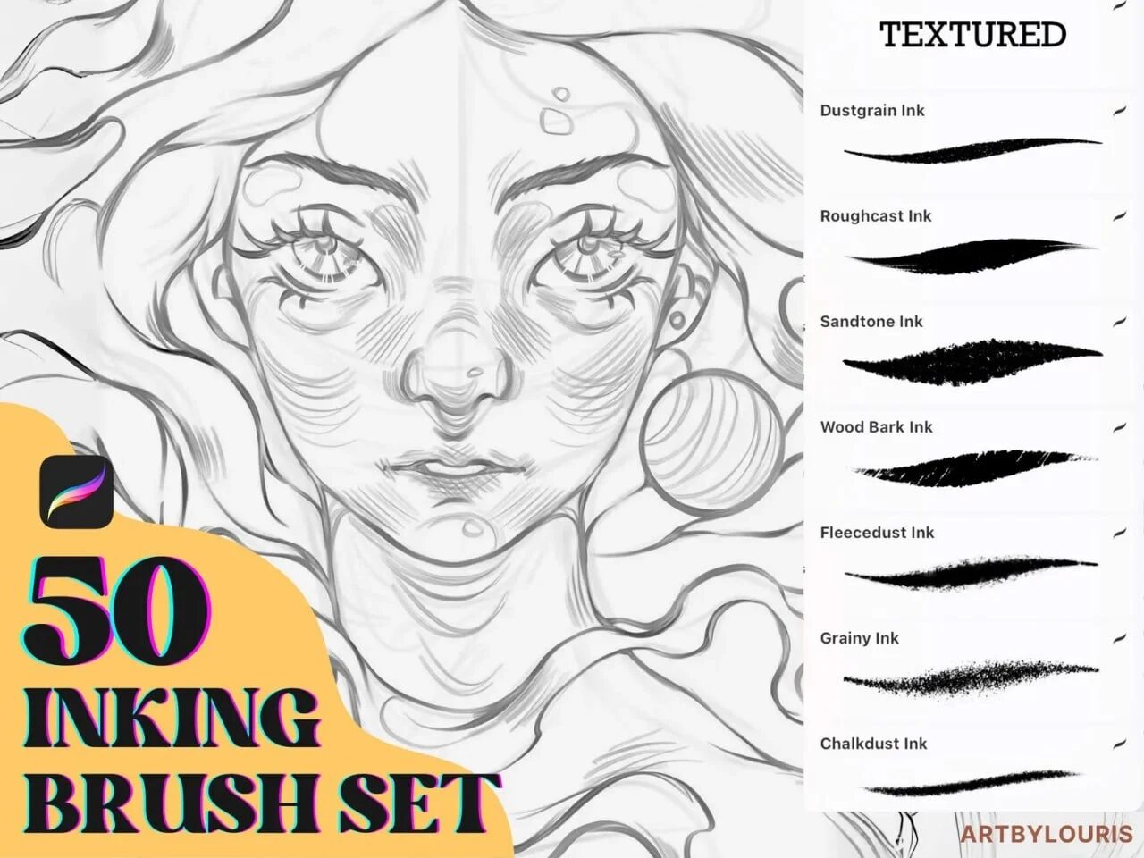 50 Ink Brushes for Procreate - GenZ Academy-GenZ Academy