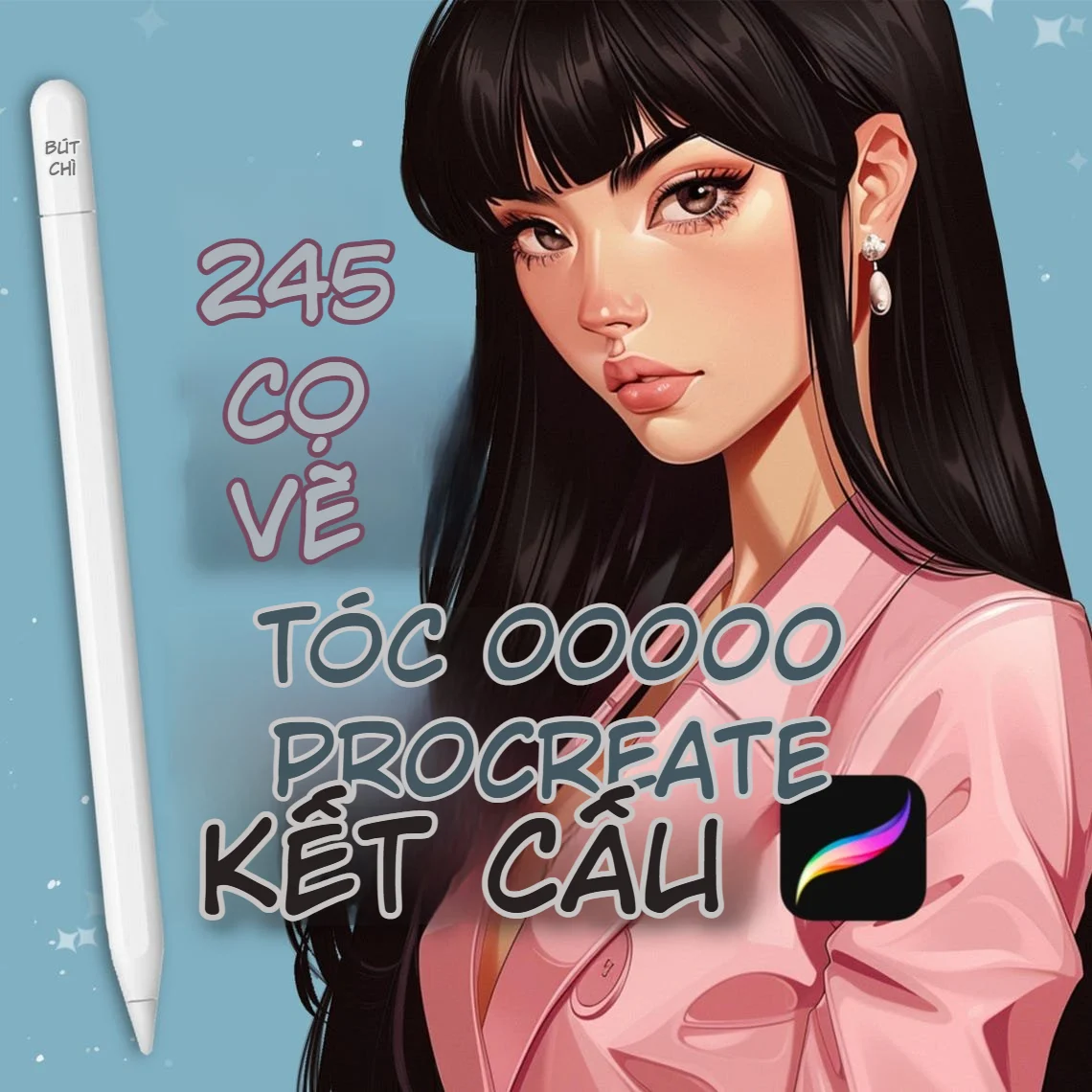 245 Cọ Tạo Texture Tóc Cho Procreate: Tóc Tết, Tóc Xoăn-GenZ Academy