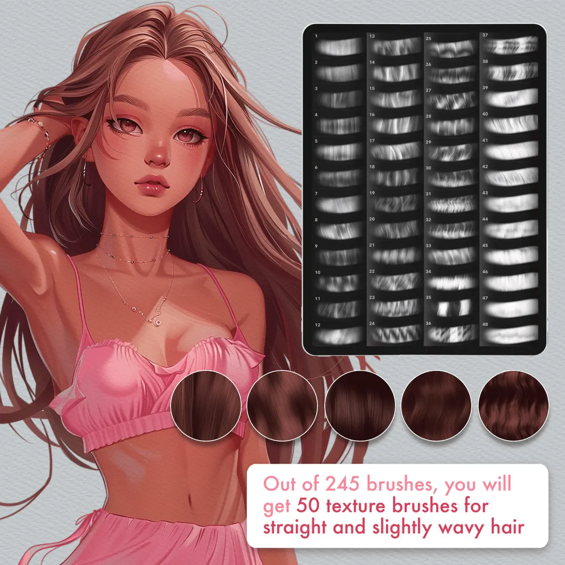 245 Cọ Tạo Texture Tóc Cho Procreate: Tóc Tết, Tóc Xoăn 7 20260222005740663-il_1140xN.6297787785_b4ya