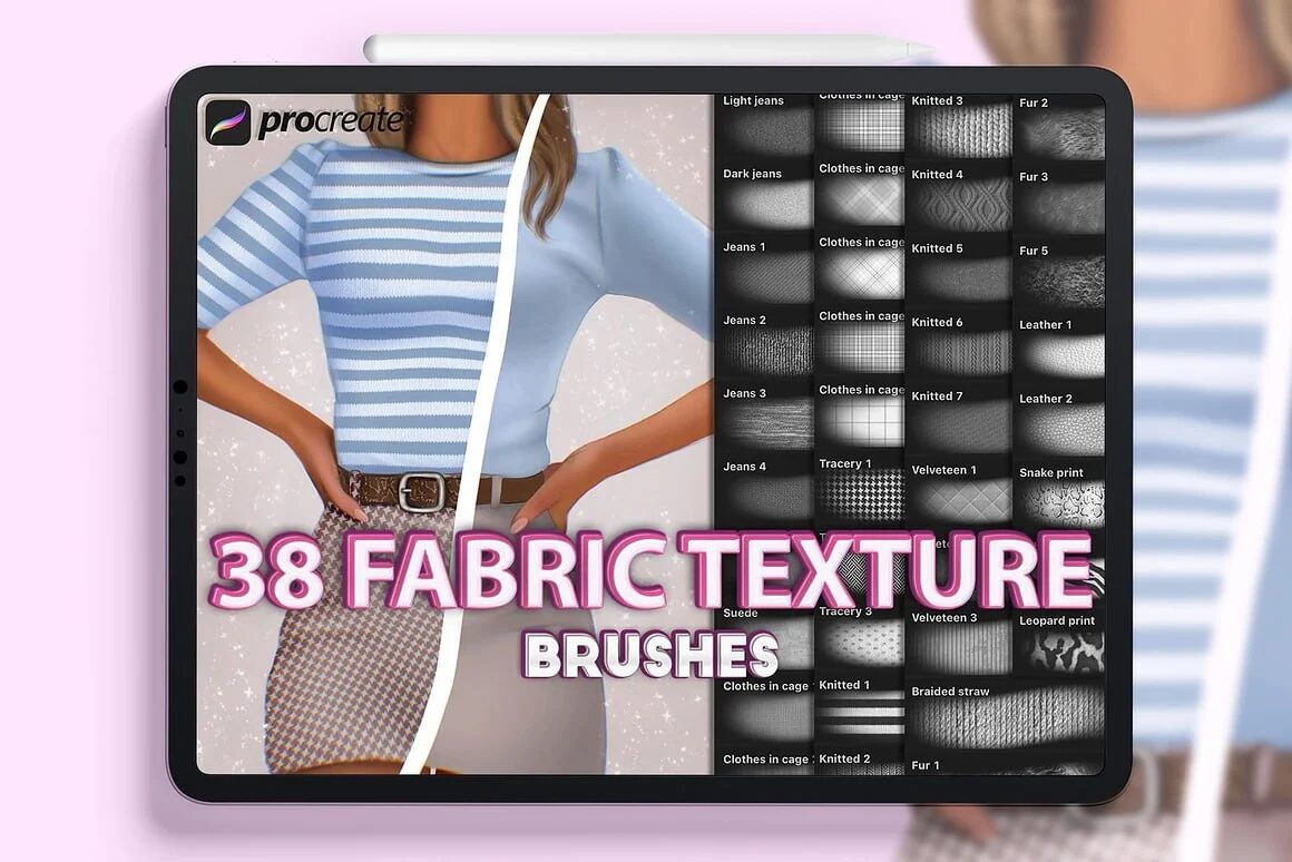 Bộ cọ texture vải cho Procreate-GenZ Academy