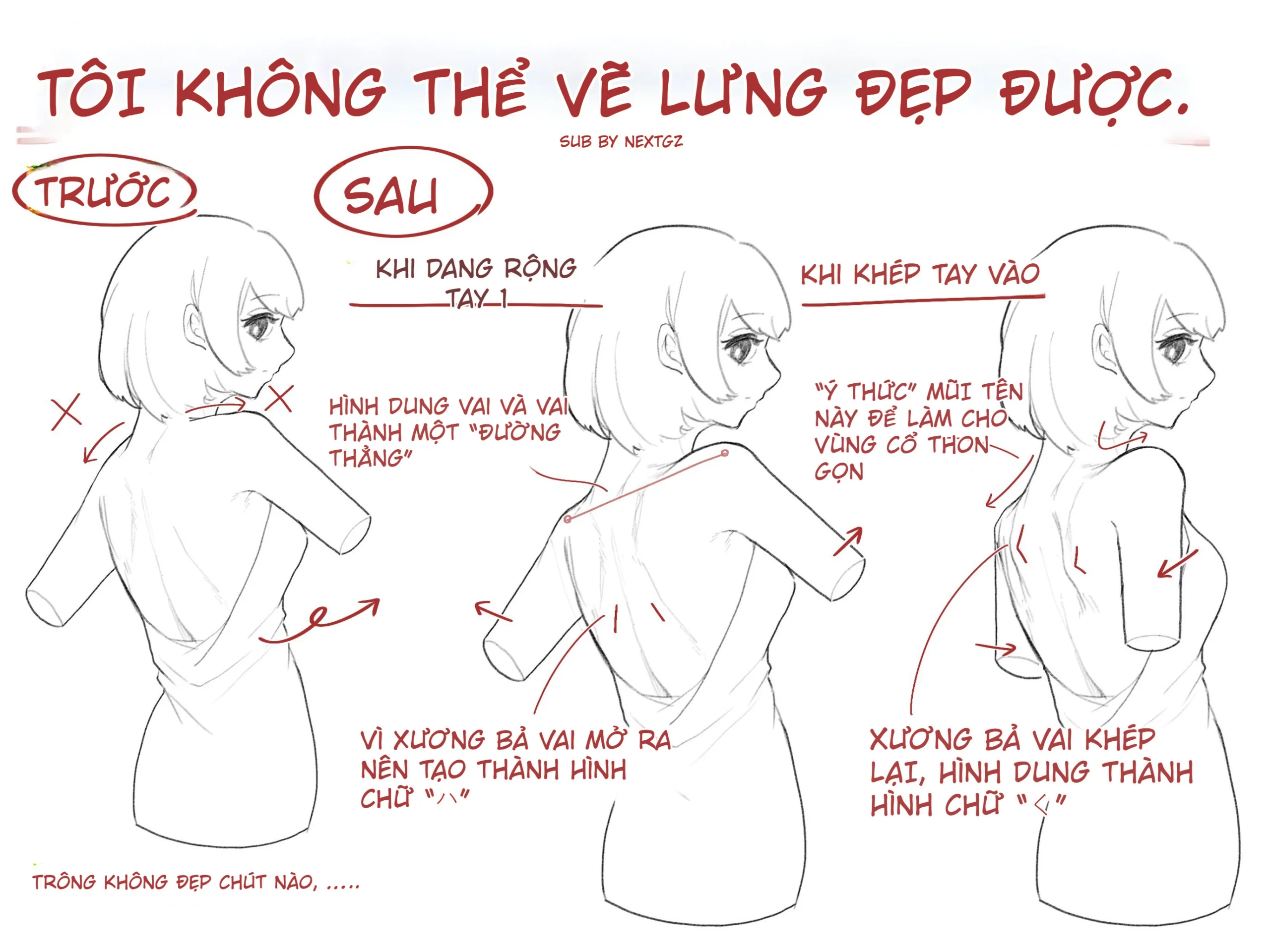Cách vẽ lưng anime đẹp hơn: chỉnh vai, bả vai và cổ dễ áp dụng-GenZ Academy