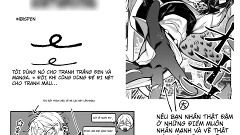 Share brush line art IbisPaint cho manga và tranh trắng đen cực nét