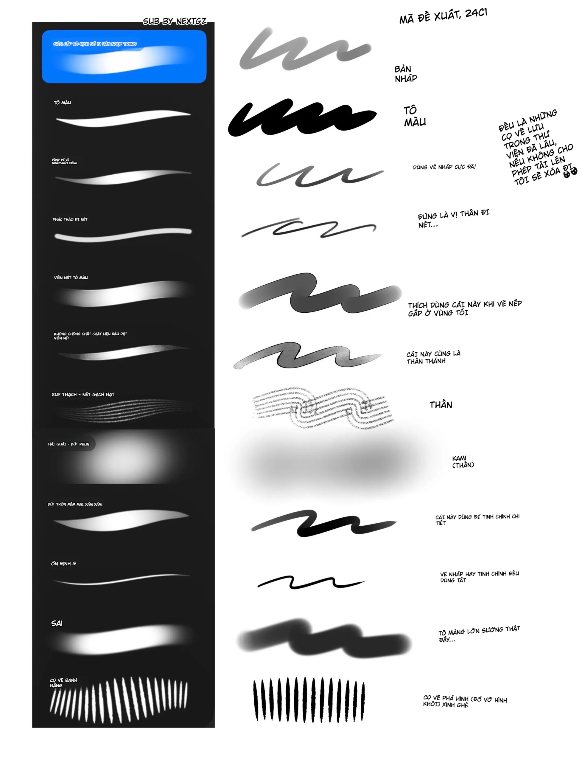 Bộ cọ Procreate 24C1 cho vẽ nhân vật: sketch, đi nét, tô màu và texture 2 20260707175803195-2