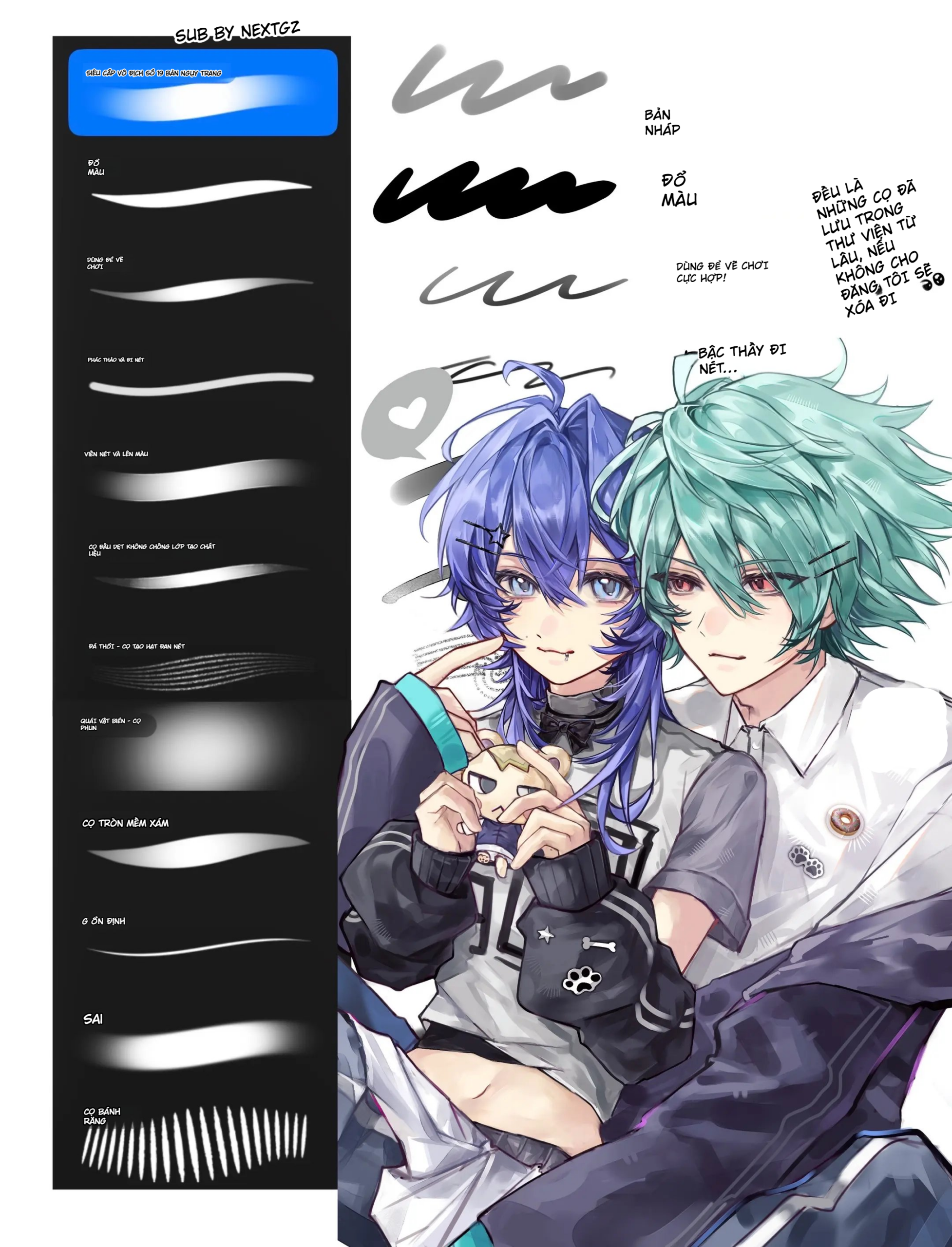 Bộ cọ Procreate 24C1 cho vẽ nhân vật: sketch, đi nét, tô màu và texture 1 20260707175803285-1