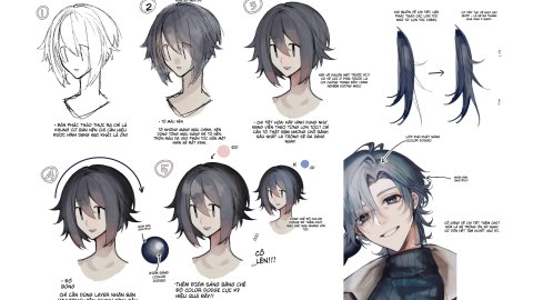 Cách vẽ và tô tóc anime trong Procreate bằng Multiply và Color Dodge-GenZ Academy