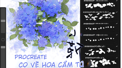 Bộ Cọ Procreate Cẩm Tú Cầu 3.0 – Hoa Lá, Viền Trang Trí Và Hỗ Trợ Lineart-GenZ Academy