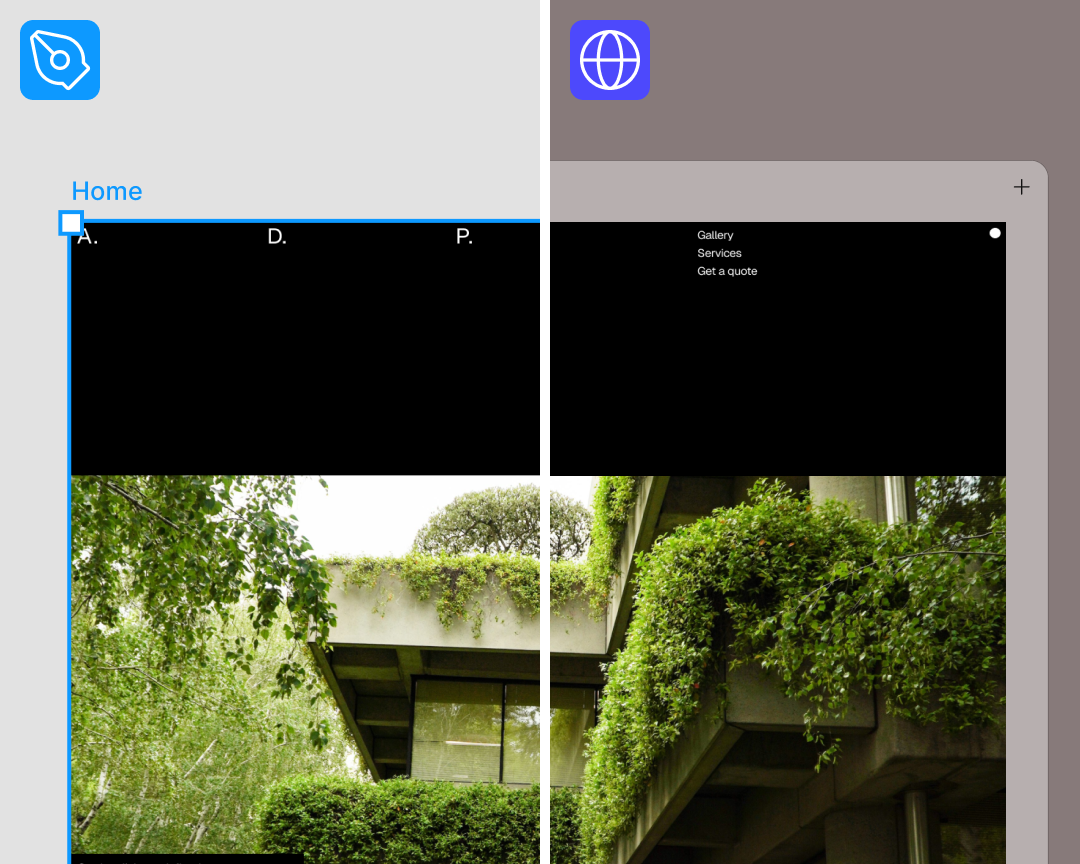 Layout responsive và component dùng lại trong Figma Sites minh họa typography thay đổi theo kích thước màn hình