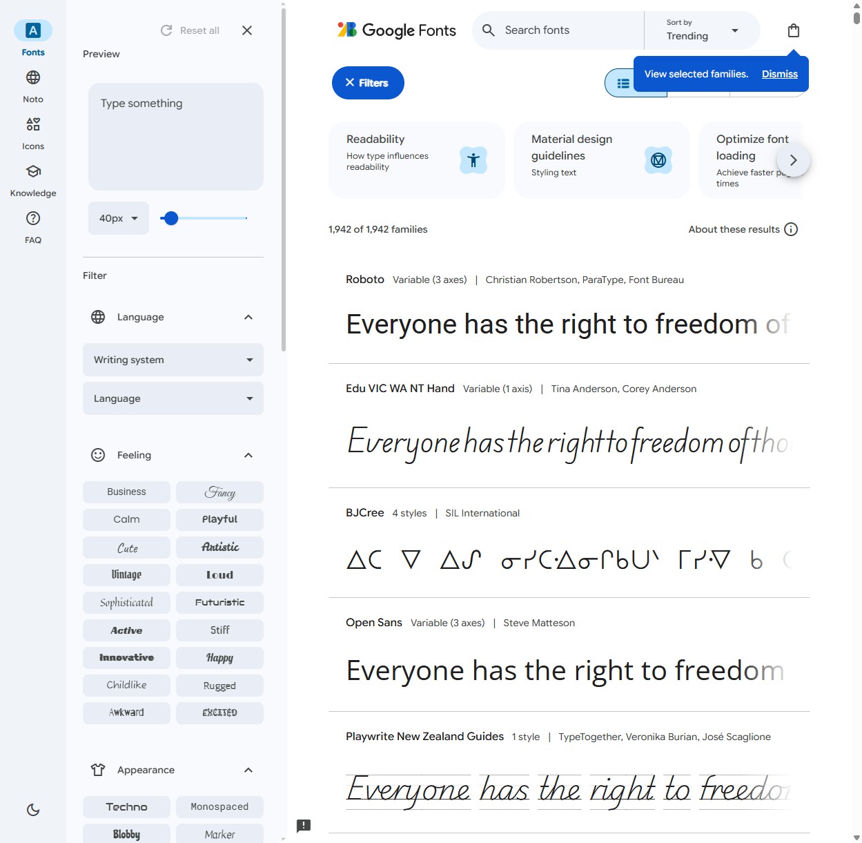 Review font mới cho graphic designer: Gentium Plus, Space Grotesk và các cặp chữ đáng thử 1 Ảnh chụp Google Fonts chính thức phần 2